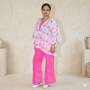 Pink Floral Co-Ord Set for Women – Summer Georgette & Crepe Outfit