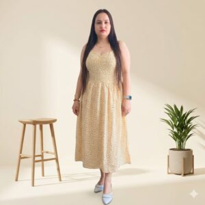 Stylish Yellow Flowy Midi Dress for Daily Wear